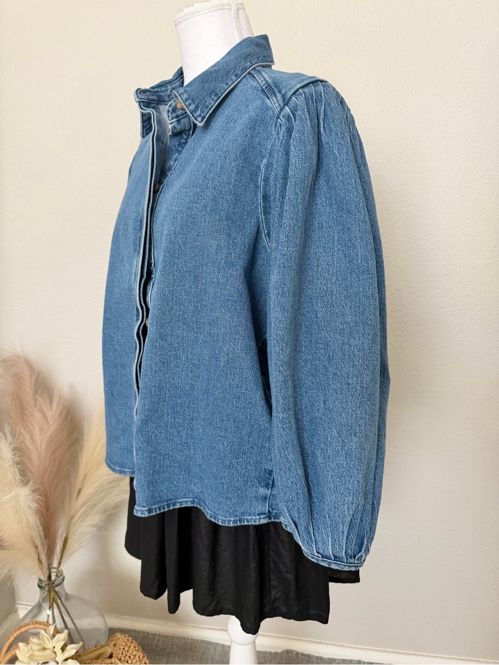 NWT Denim Button-Up Jacket in Blue - Picture 11 of 15